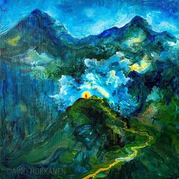 Matkalla / 2025 / Akryyli kankaalle / 20 x 20 cm
